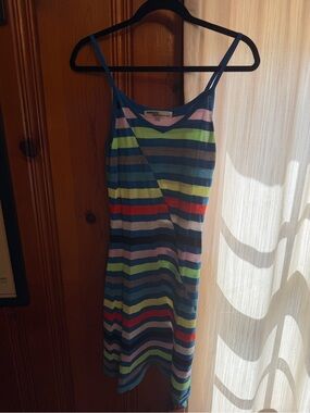 Striped Spaghetti-Strap Dress in Multicolor by